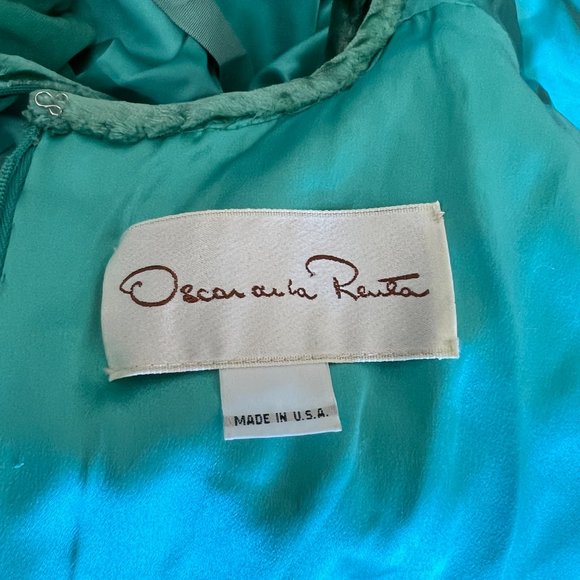 1980s RARE Oscar de la Renta green Velvet evening dress gown - Picture 8 of 10